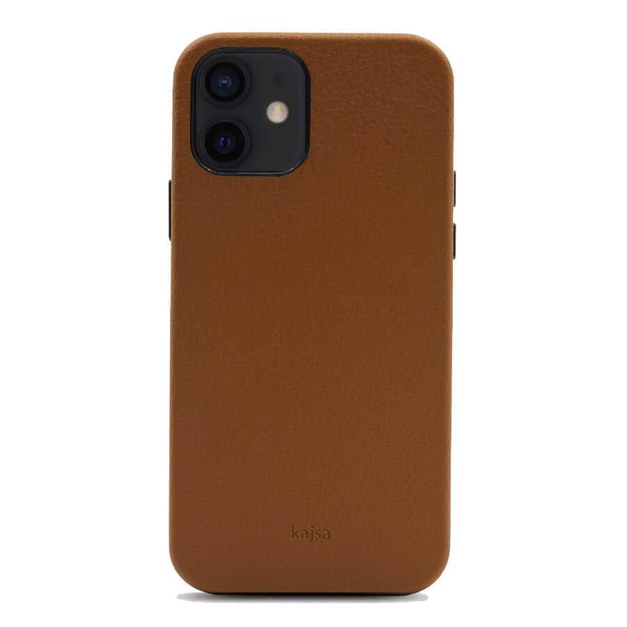 Apple iPhone 12 Case Kajsa Litchi Cover Brown