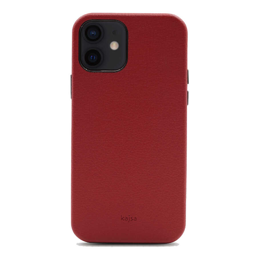 Apple iPhone 12 Case Kajsa Litchi Cover Red