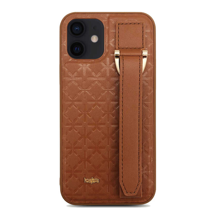 Apple iPhone 12 Case Kajsa Neo Classic Series Mono K Strap Cover Blue