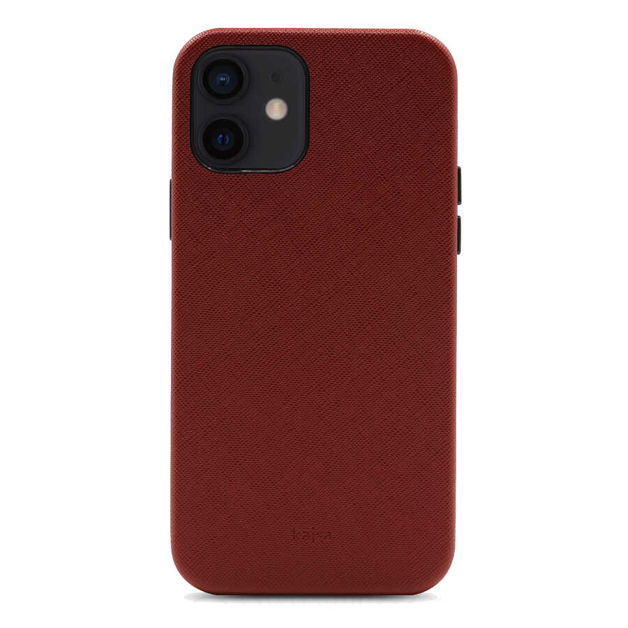 Apple iPhone 12 Case Kajsa Woven Cover Claret Red