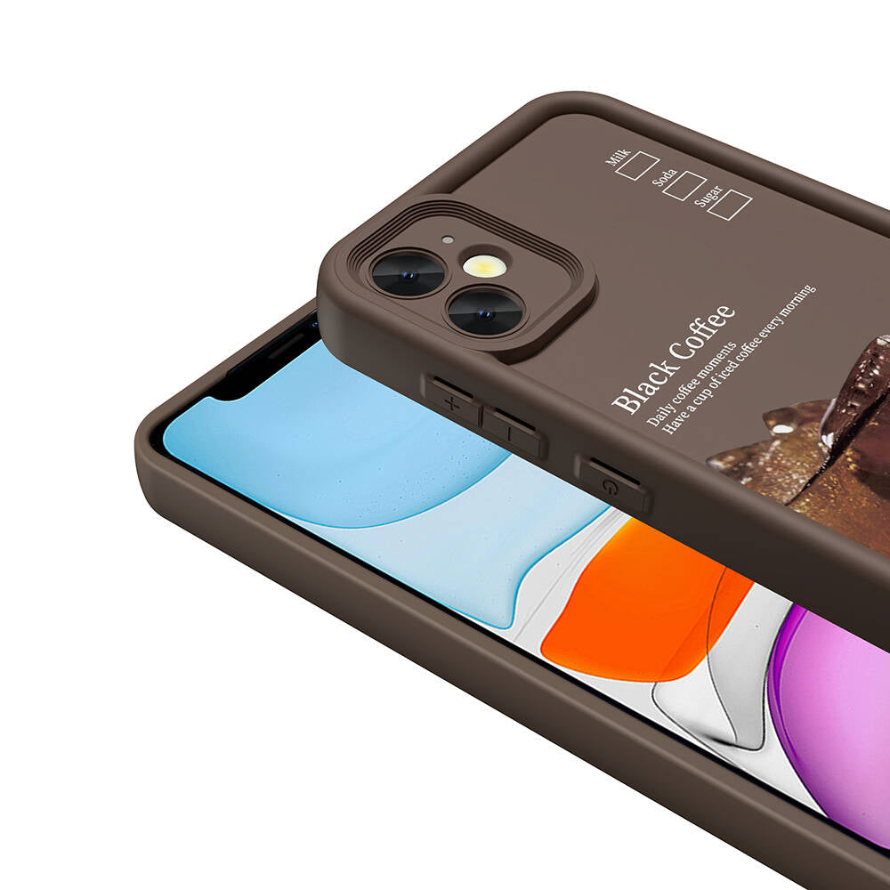 Apple iPhone 12 Case Camera Protection Printed Back Surface Zore Classy Cover Light Brown