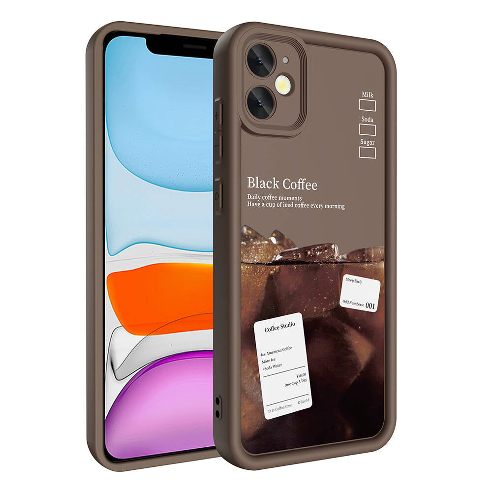 Apple iPhone 12 Case Camera Protection Printed Back Surface Zore Classy Cover Light Brown