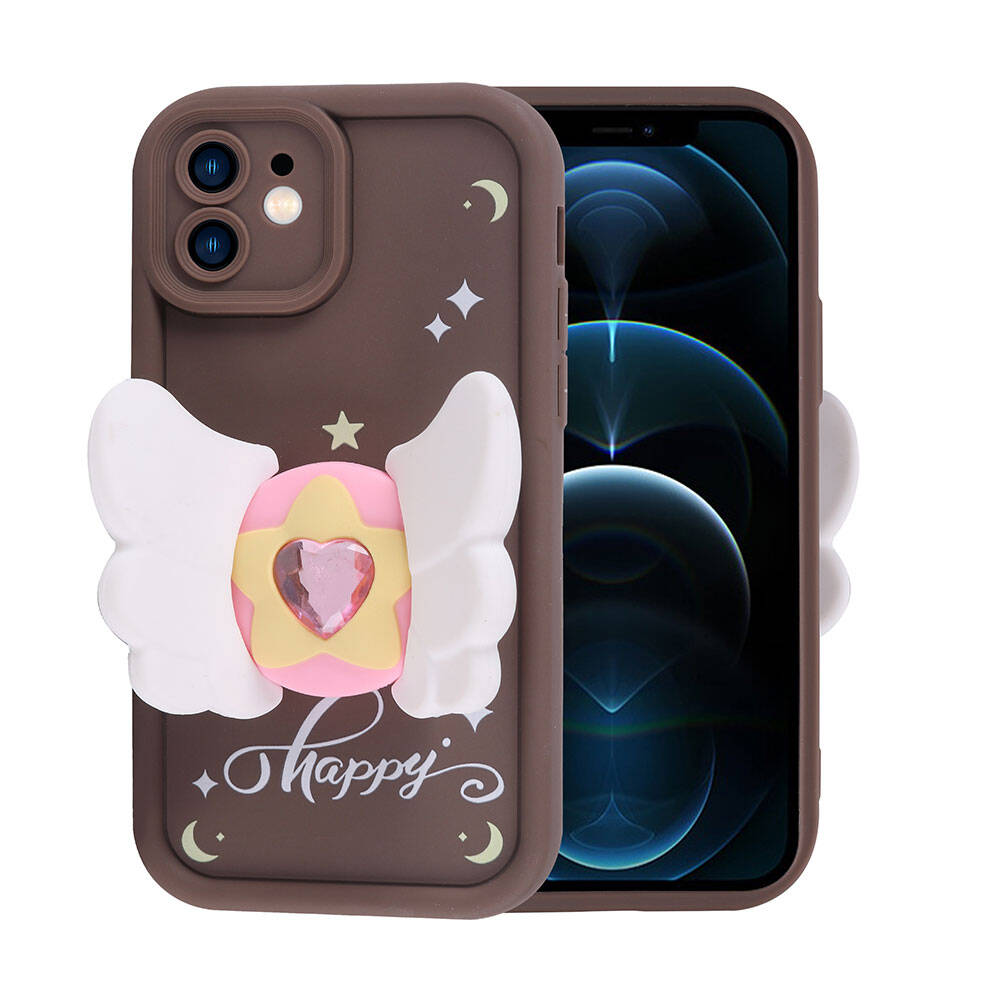 Apple iPhone 12 Case Camera Protection Figure Design Zore Cover Pink Dark
