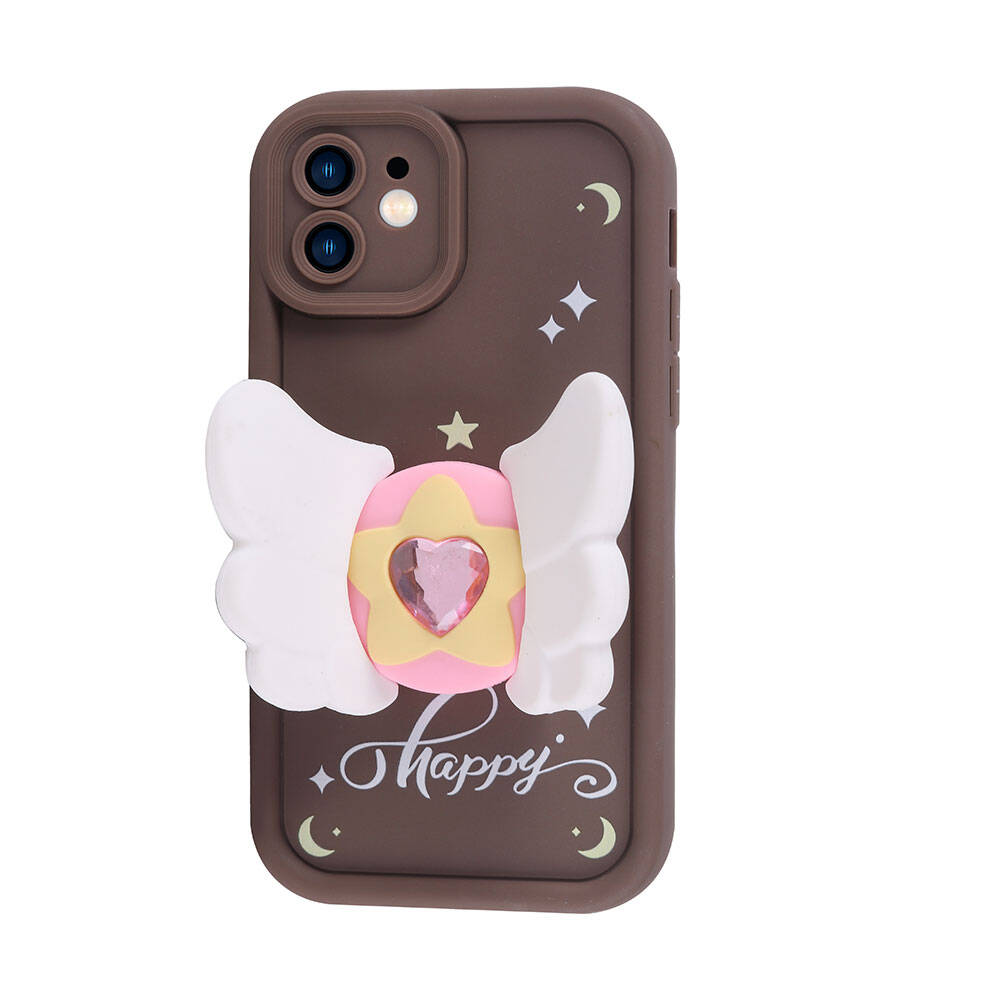 Apple iPhone 12 Case Camera Protection Figure Design Zore Cover Pink Dark