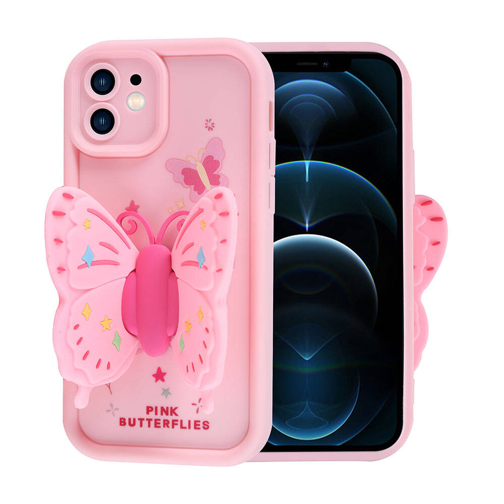 Apple iPhone 12 Case Camera Protection Figure Design Zore Cover Pink Dark