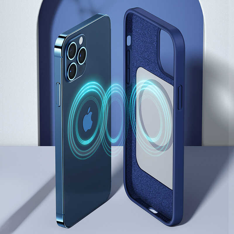 Apple iPhone 12 Pro Case Benks M-safe Magnetic Original Apple MFI Certified Silicone Cover Blue