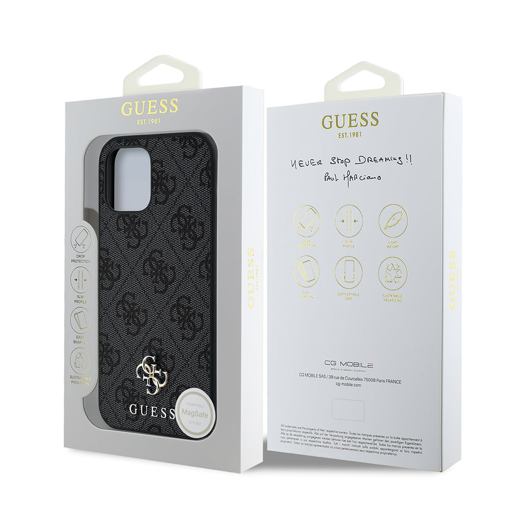 Apple iPhone 12 Pro Case Guess Original Licensed M-safe Charging Feature Small 4G Classic Cover Brown