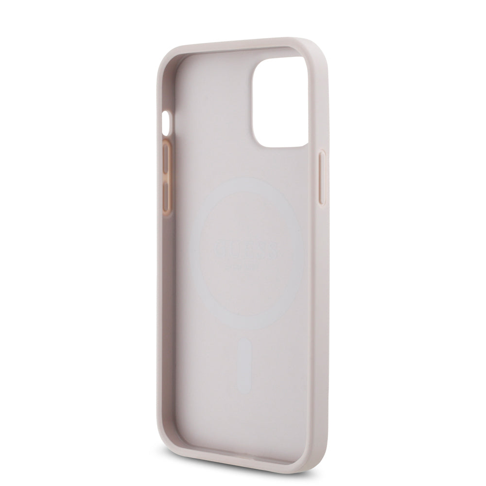 Apple iPhone 12 Pro Case Guess Original Licensed M-safe Charging Feature Small 4G Classic Cover Pink