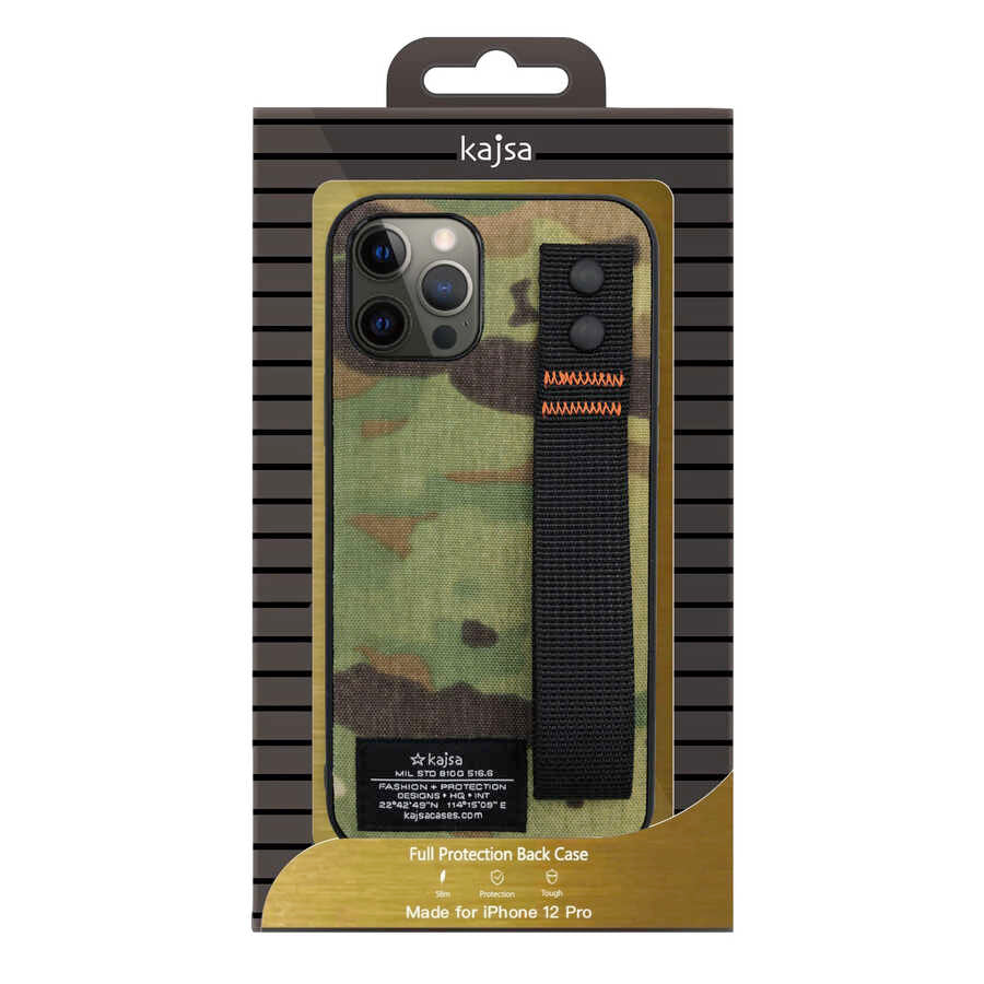 Apple iPhone 12 Pro Kılıf Kajsa Cordura Serisi Military Kapak Yeşil
