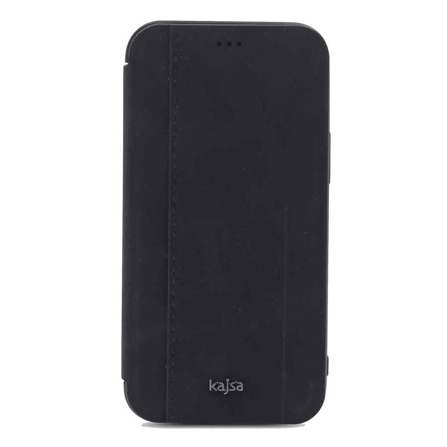 Apple iPhone 12 Pro Case Kajsa Dale Series Parallel PU Folio Cover Case Black