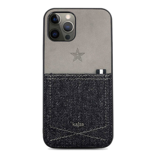 Apple iPhone 12 Pro Kılıf Kajsa Denim Kapak Siyah