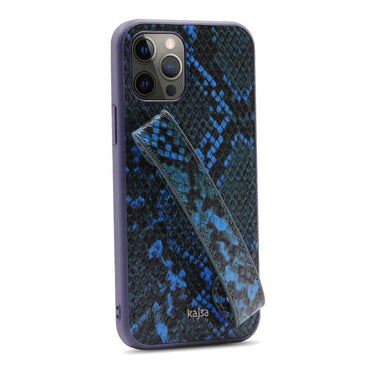 Apple iPhone 12 Pro Kılıf Kajsa Glamorous Serisi Snake Handstrap Kapak Gri