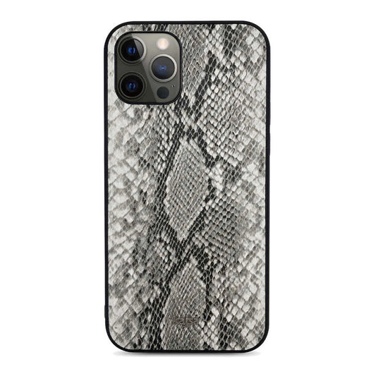 Apple iPhone 12 Pro Kılıf Kajsa Glamorous Serisi Snake Pattern Kapak Gri