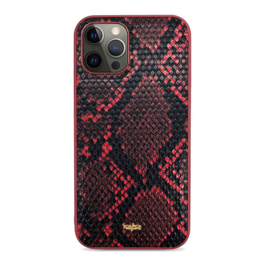 Apple iPhone 12 Pro Kılıf Kajsa Glamorous Serisi Snake Pattern Kapak Kırmızı
