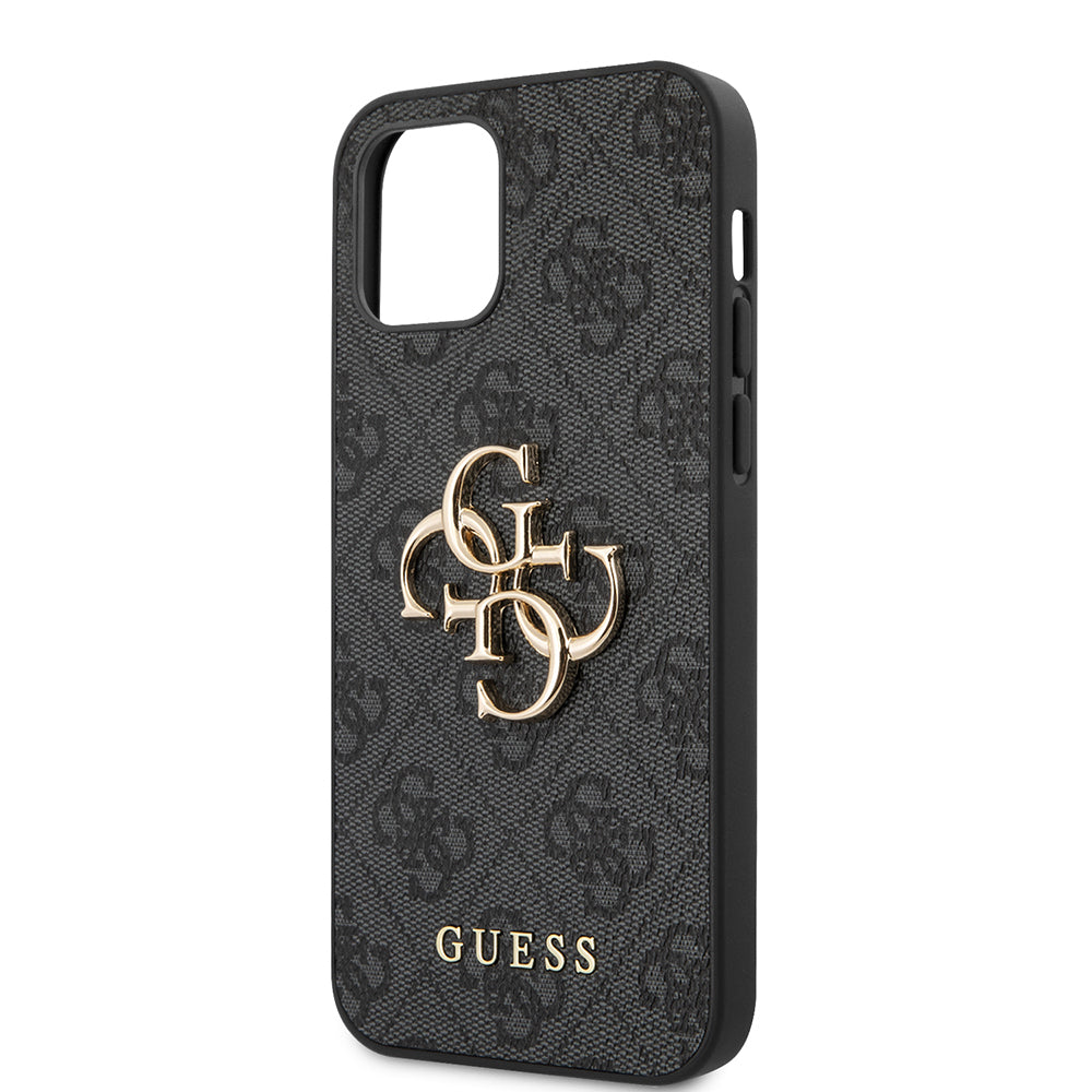 Apple iPhone 12 Pro Max Case Guess Original Licensed PU Leather Large Metal Logo Design Cover Gray