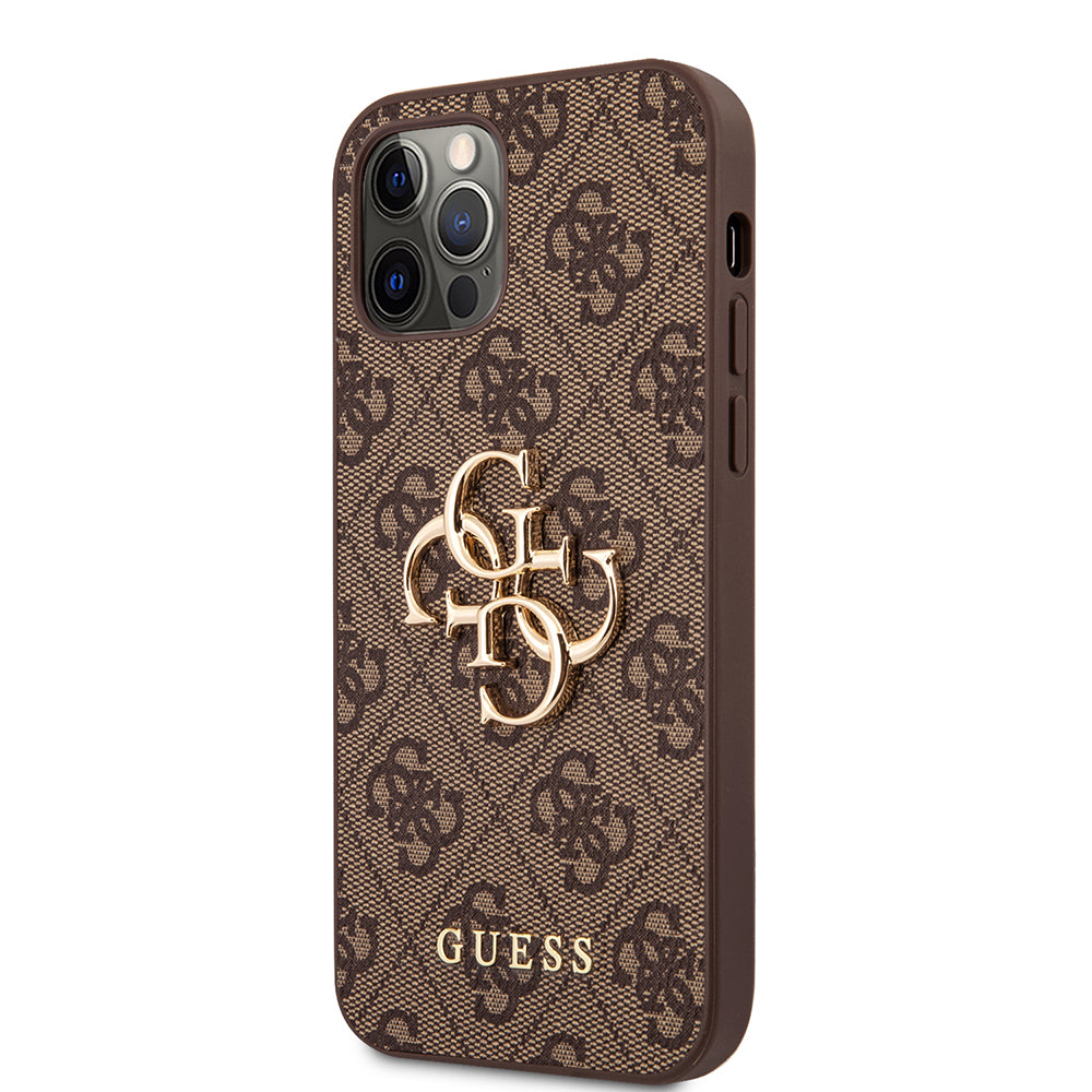 Apple iPhone 12 Pro Max Case Guess Original Licensed PU Leather Large Metal Logo Design Cover Gray