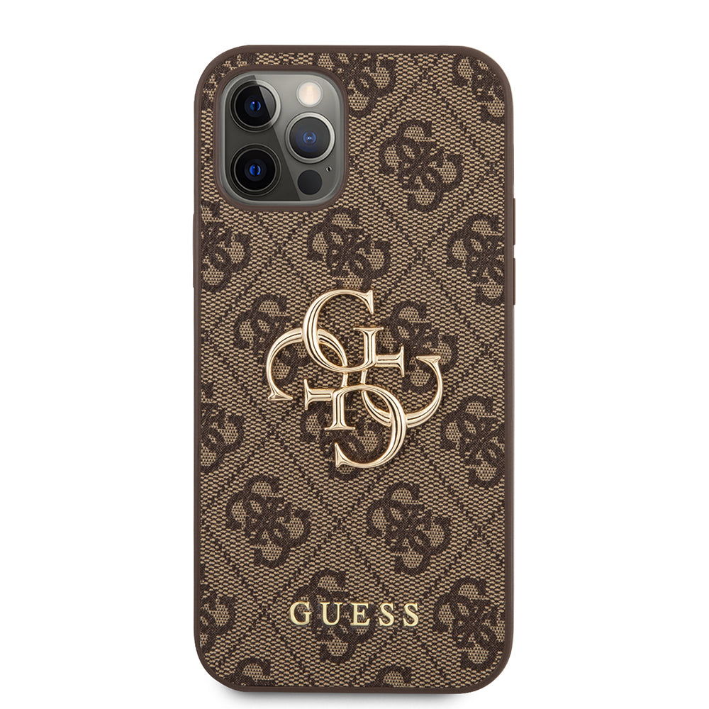Apple iPhone 12 Pro Max Case Guess Original Licensed PU Leather Large Metal Logo Design Cover Gray