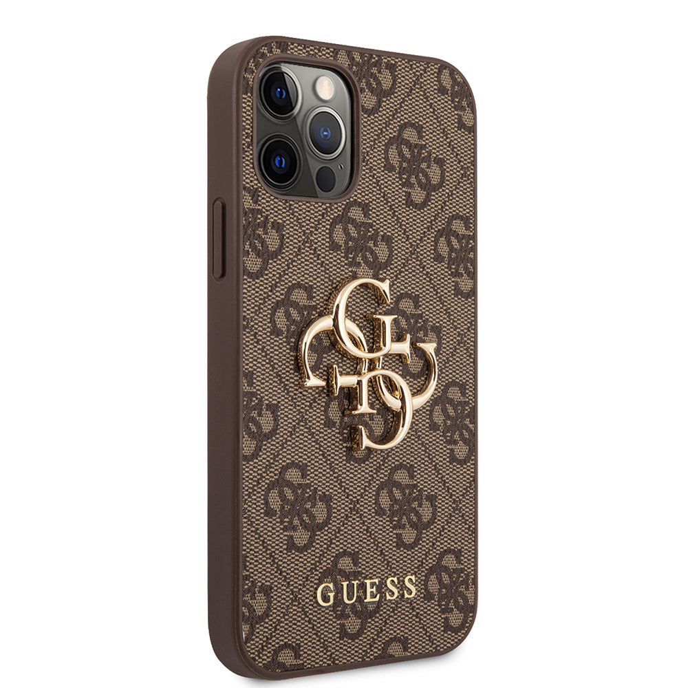 Apple iPhone 12 Pro Max Case Guess Original Licensed PU Leather Large Metal Logo Design Cover Gray