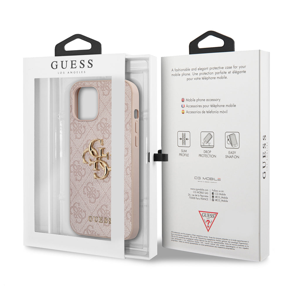 Apple iPhone 12 Pro Max Case Guess Original Licensed PU Leather Large Metal Logo Design Cover Gray