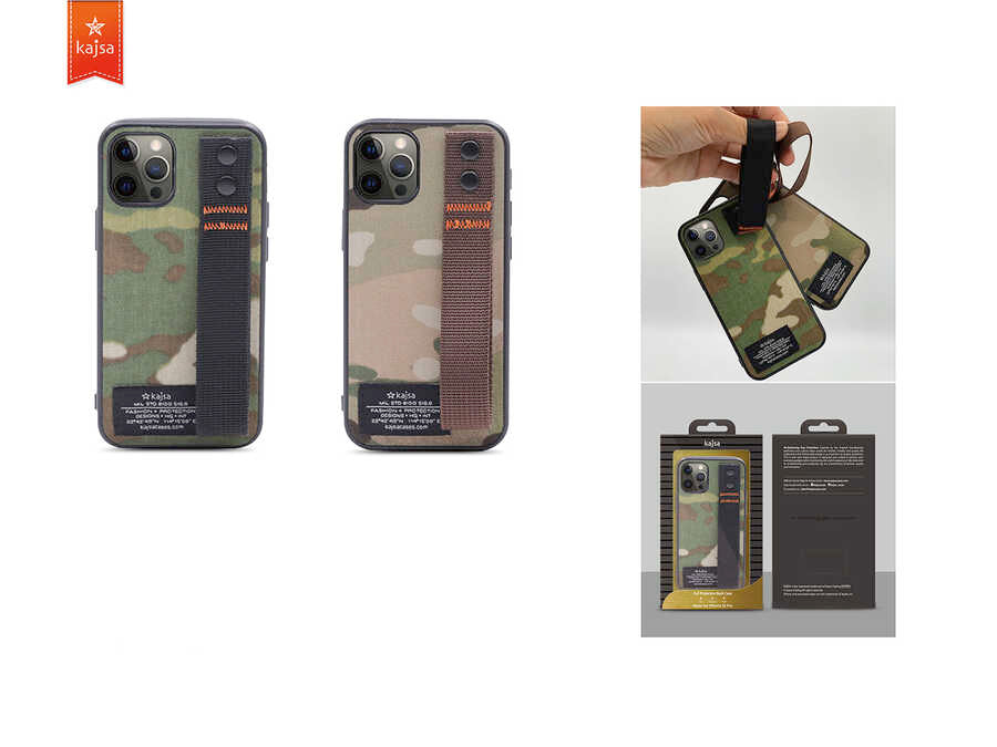 Apple iPhone 12 Pro Max Kılıf Kajsa Cordura Serisi Military Kapak Yeşil