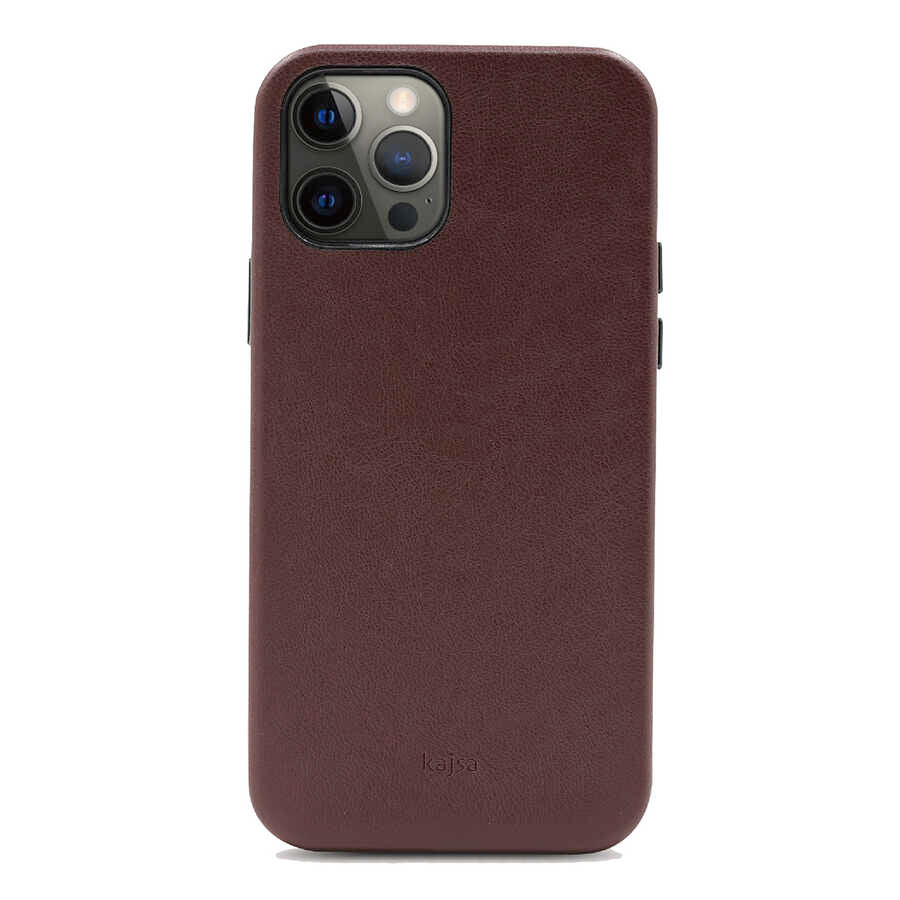 Apple iPhone 12 Pro Max Case Kajsa Crazy Horse Cover Claret Red