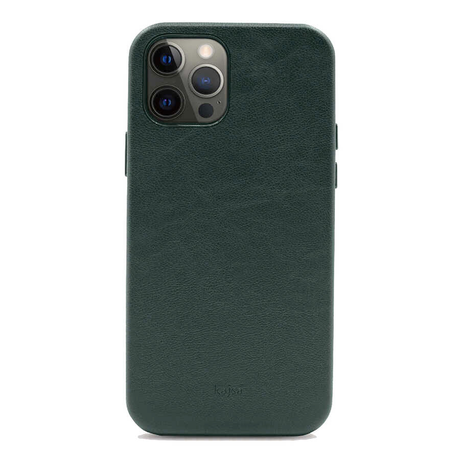 Apple iPhone 12 Pro Max Case Kajsa Crazy Horse Cover Green