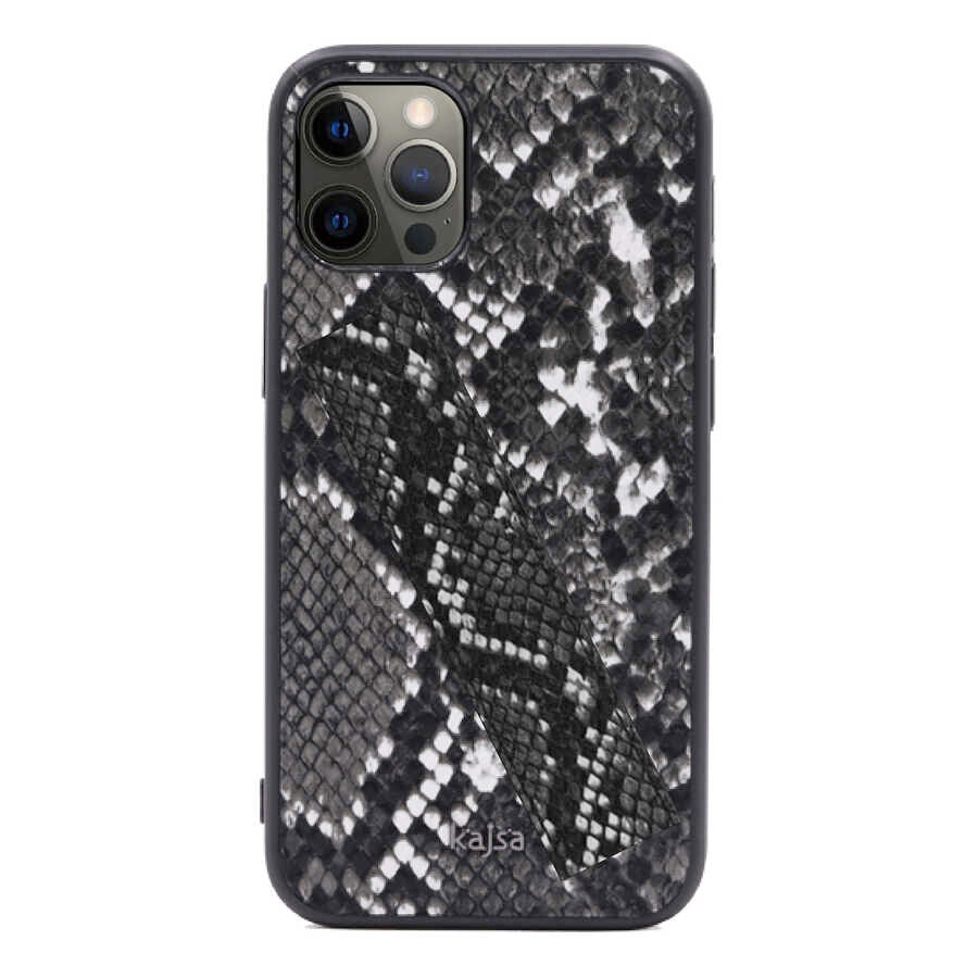 Apple iPhone 12 Pro Max Kılıf Kajsa Glamorous Serisi Snake Handstrap Kapak Sarı