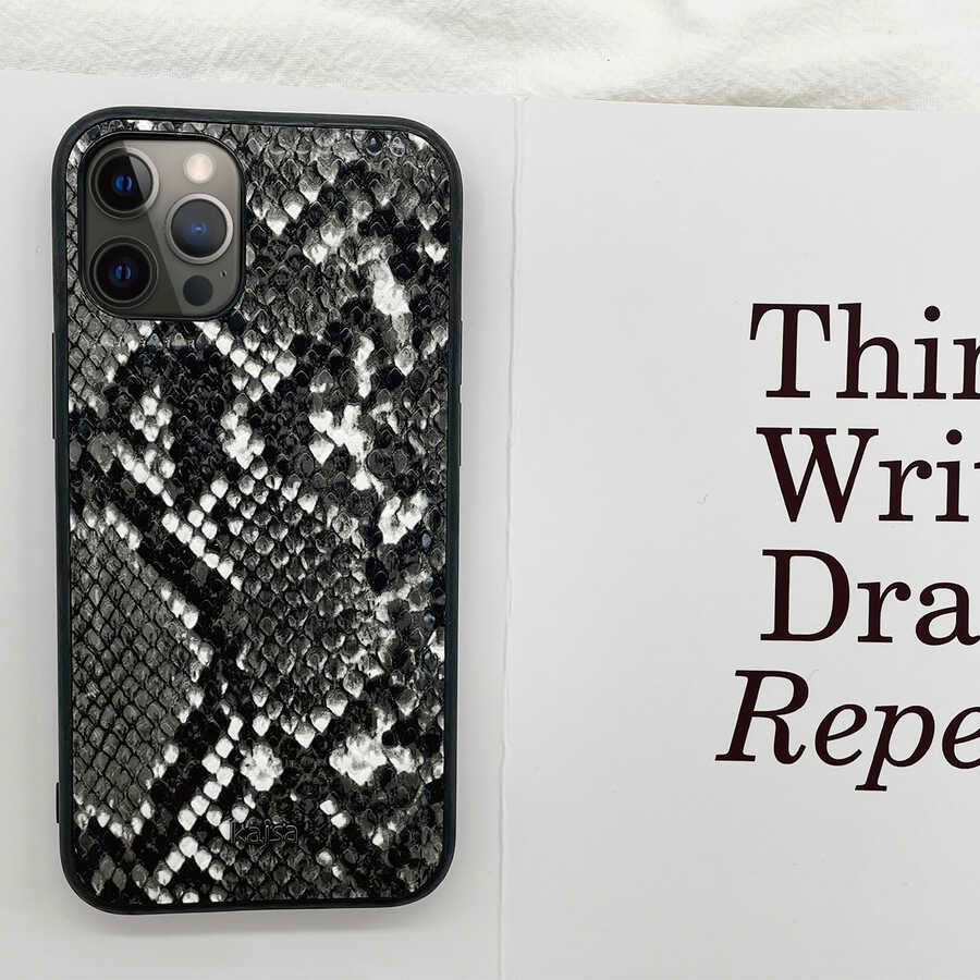 Apple iPhone 12 Pro Max Kılıf Kajsa Glamorous Serisi Snake Pattern Kapak Sarı
