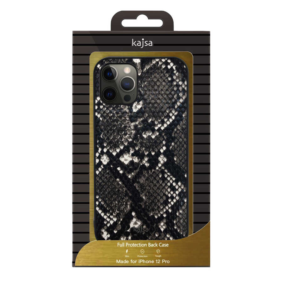 Apple iPhone 12 Pro Max Kılıf Kajsa Glamorous Serisi Snake Pattern Kapak Kırmızı