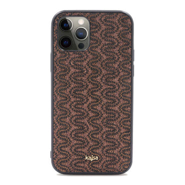 Apple iPhone 12 Pro Max Kılıf Kajsa Glamorous Serisi Waterfall Pattern Kapak Kahverengi