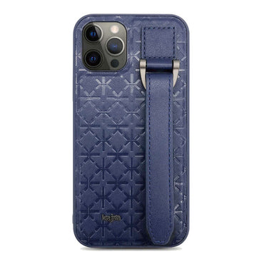 Apple iPhone 12 Pro Max Kılıf Kajsa Neo Clasic Serisi Mono K Strap Kapak Kahverengi