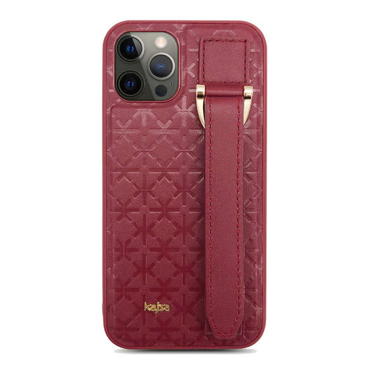 Apple iPhone 12 Pro Max Kılıf Kajsa Neo Clasic Serisi Mono K Strap Kapak Kırmızı