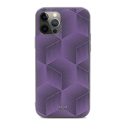 Apple iPhone 12 Pro Max Kılıf Kajsa Splendid Serisi 3D Cube Kapak Mor