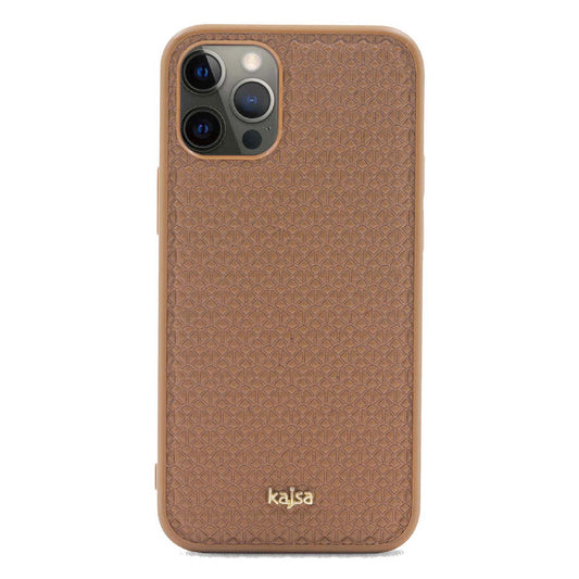 Apple iPhone 12 Pro Max Kılıf Kajsa Splendid Serisi 3D Leaf Kapak Kahverengi