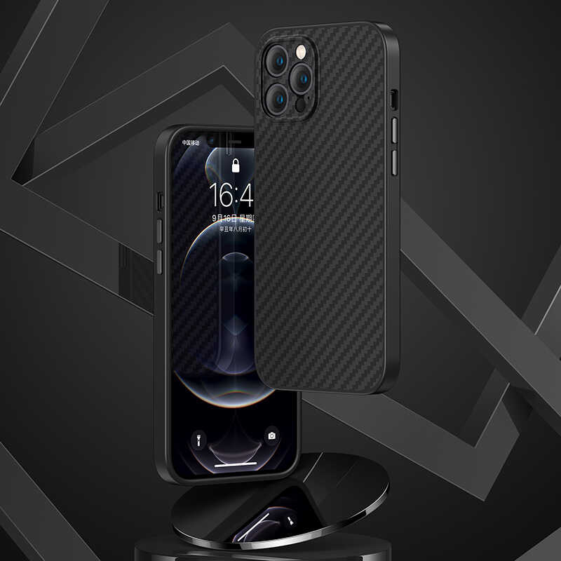 Apple iPhone 12 Pro Max Case Carbon Fiber Benks Hybrid Kevlar Cover Black