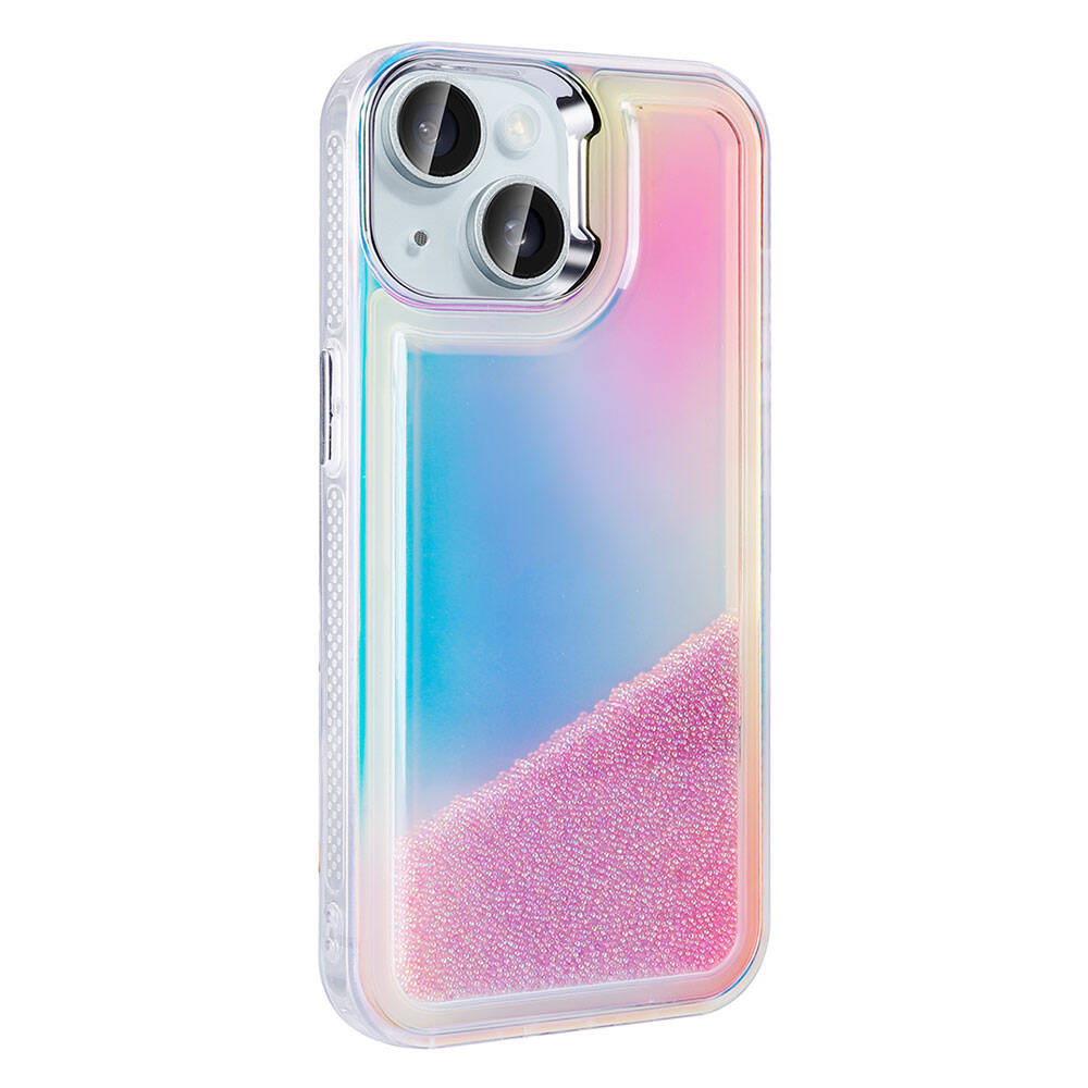 Apple iPhone 13 Airbag Case Colorful Back Surface Bead Design Zore Sand Cover Purple