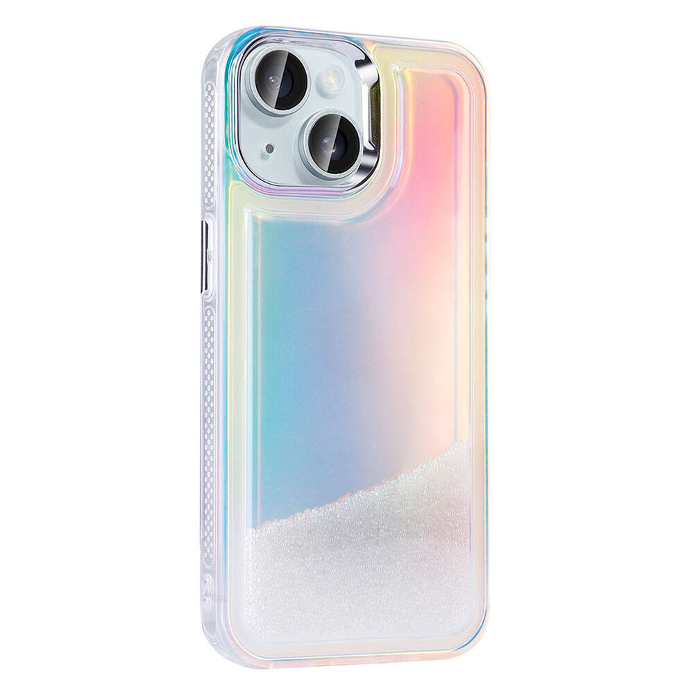 Apple iPhone 13 Case Airbag Colorful Back Surface Bead Design Zore Kumul Cover Transparent