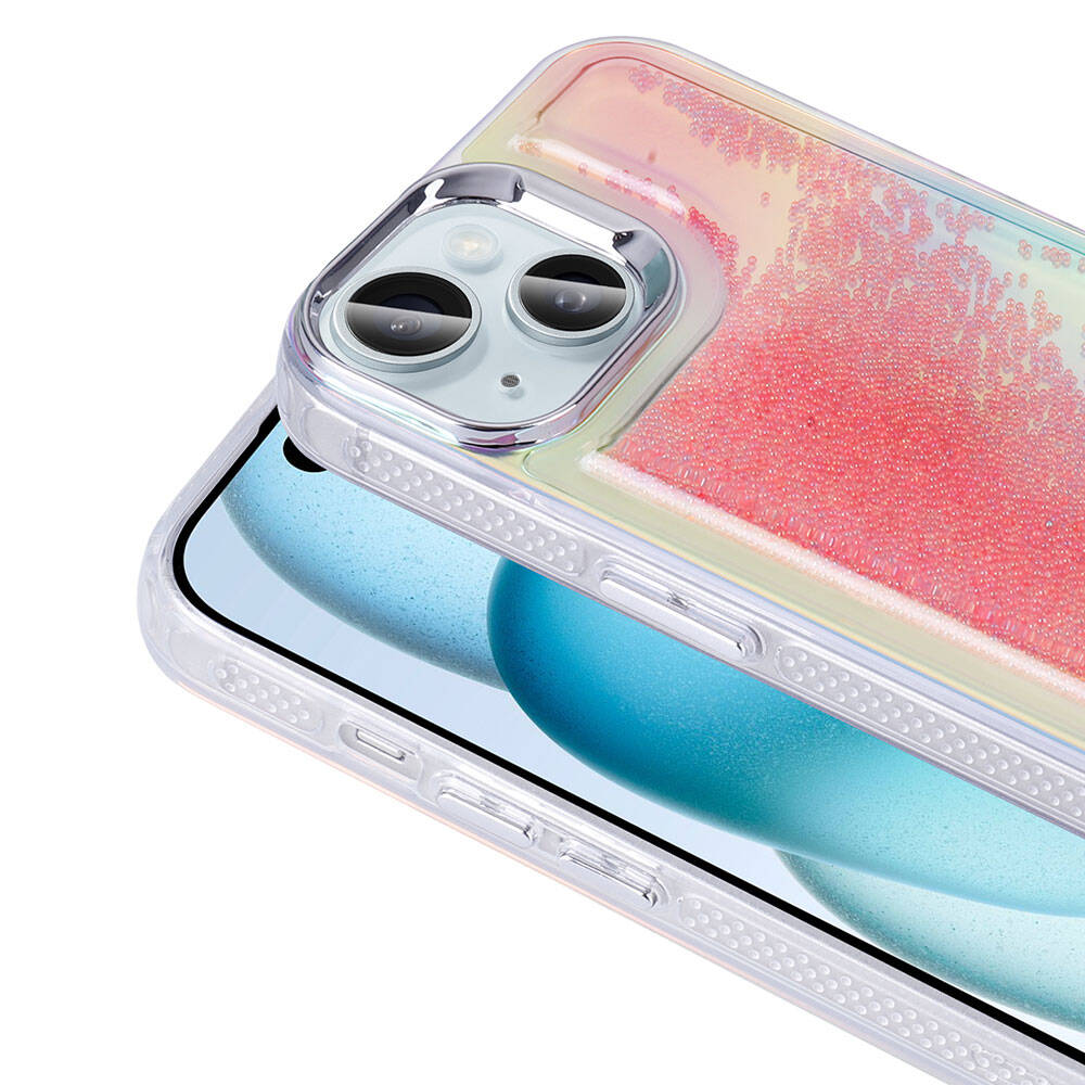 Apple iPhone 13 Airbag Case Colorful Back Surface Bead Design Zore Sand Cover Purple
