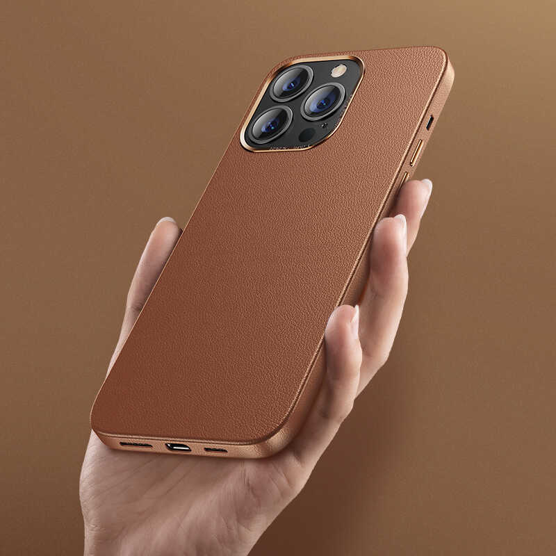 Apple iPhone 13 Case Benks Magnetic Genuine Leather Case Brown