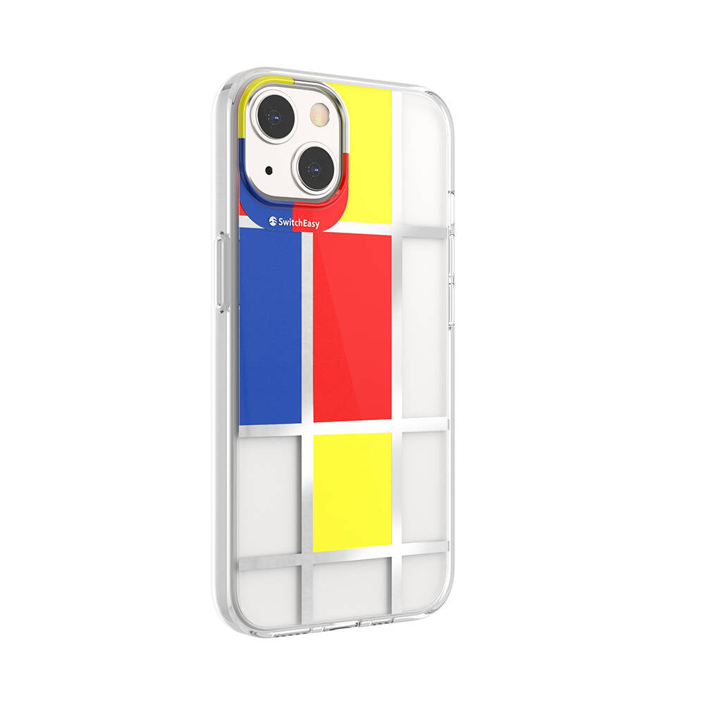 Apple iPhone 13 Kılıf Çift IMD Baskılı Lisanslı Switcheasy Artist Mondrian Kapak Sarı
