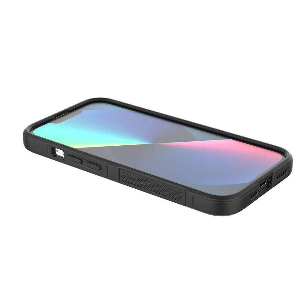 Apple iPhone 13 Case Flexible TPU Hollow Back Surface Design Zore Ethnic Silicone Cover Black