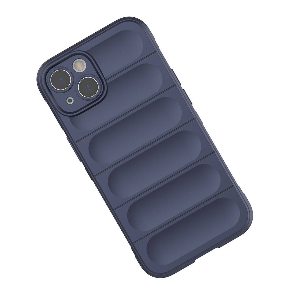 Apple iPhone 13 Case Flexible TPU Hollow Back Surface Design Zore Ethnic Silicone Cover Navy Blue