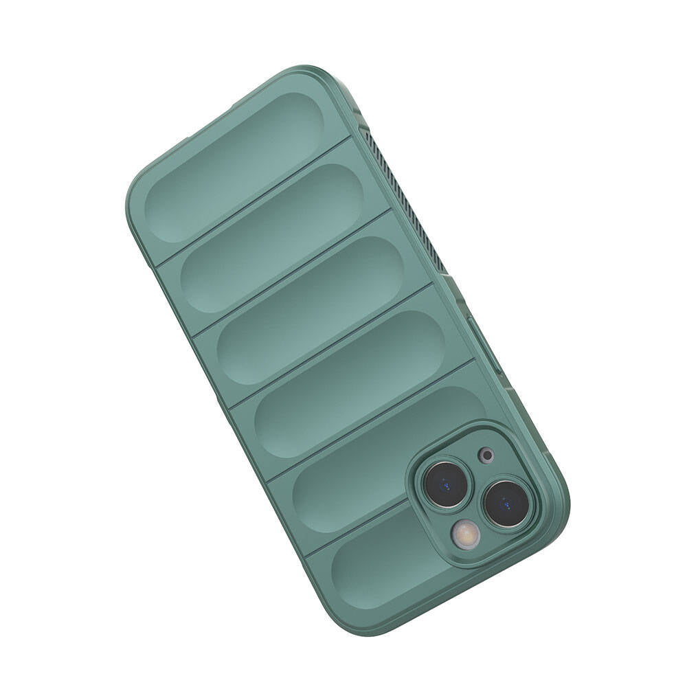 Apple iPhone 13 Case Flexible TPU Hollow Back Surface Design Zore Ethnic Silicone Cover Dark Green