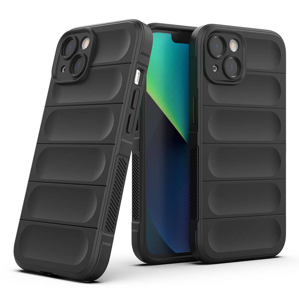 Apple iPhone 13 Case Flexible TPU Hollow Back Surface Design Zore Ethnic Silicone Cover Dark Green