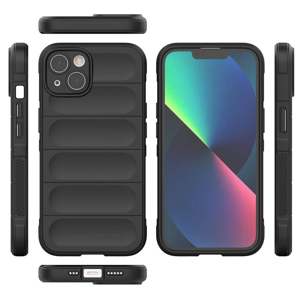 Apple iPhone 13 Case Flexible TPU Hollow Back Surface Design Zore Ethnic Silicone Cover Black
