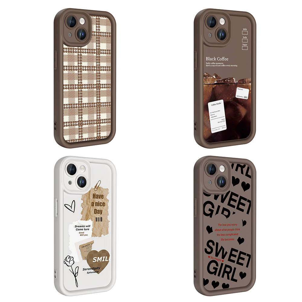 Apple iPhone 13 Case Camera Protection Printed Back Surface Zore Classy Cover White