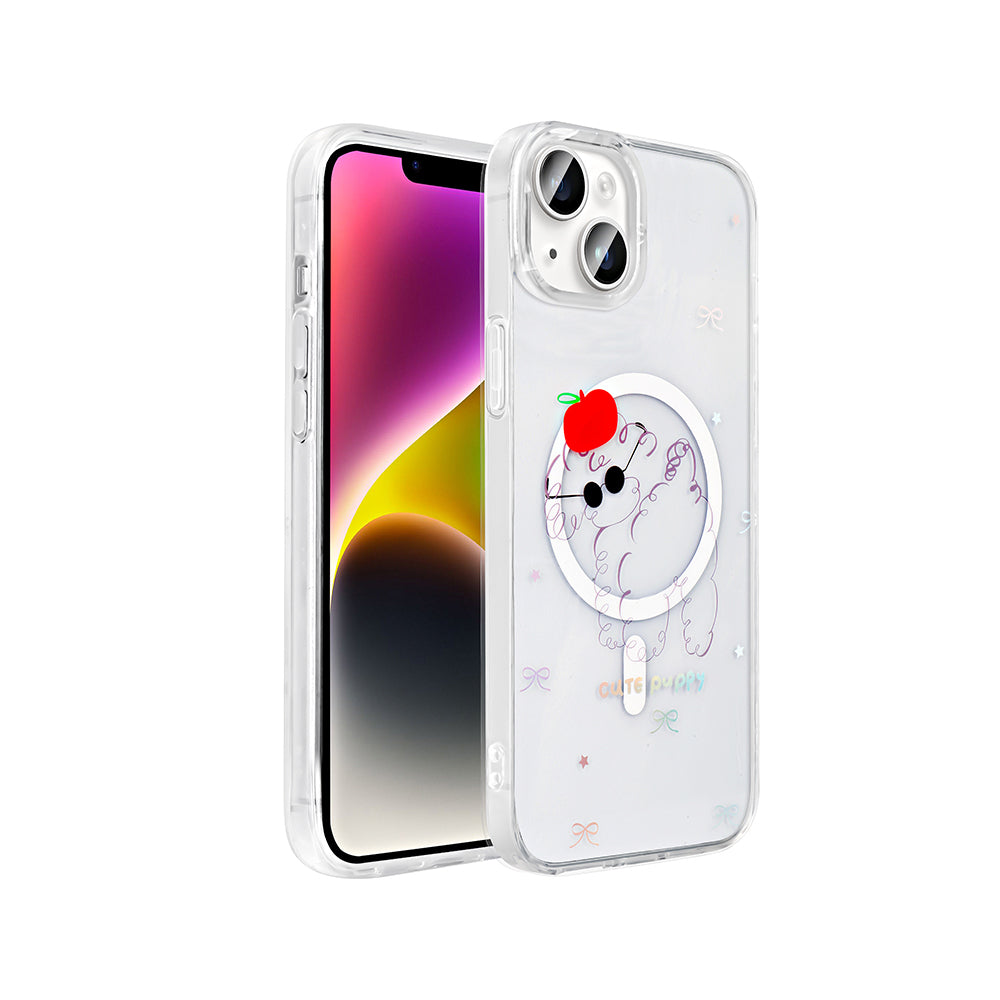 Apple iPhone 13 Kılıf M-Safe Şarj Özellikli Şeffaf Zore Folk Sert Kapak