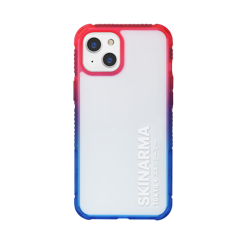 Apple iPhone 13 Kılıf Şeffaf Airbag Tasarımlı Skinarma Hade Kapak Mavi-Pembe