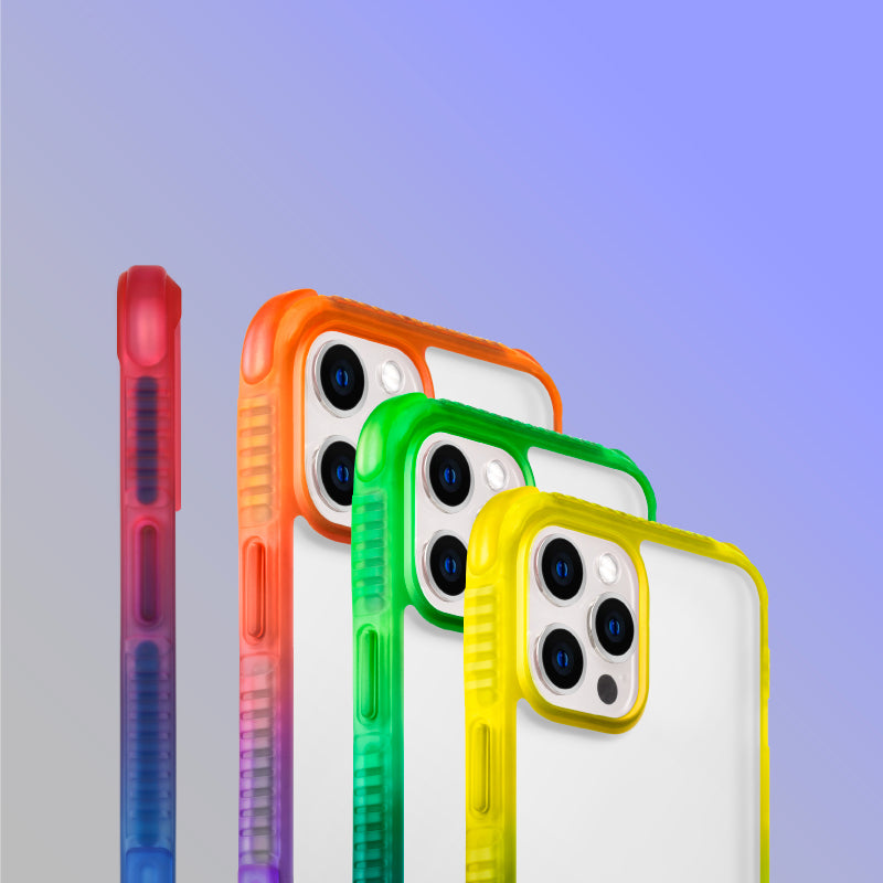 Apple iPhone 13 Kılıf Şeffaf Airbag Tasarımlı Skinarma Hade Kapak Mor-Turuncu