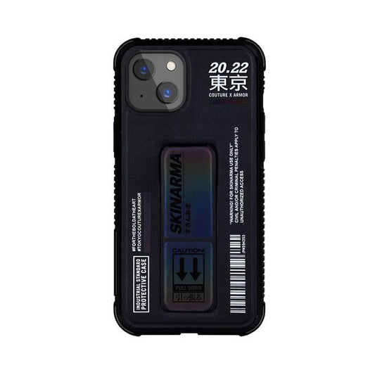 Apple iPhone 13 Kılıf Skinarma Holografik Tasarımlı Standlı Deri Görünümlü Kira Kodo Kapak Colorful